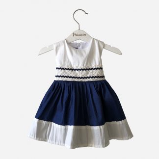 VESTIDO BLANCO C/AZUL PATUCOS