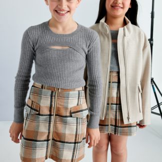 CONJ. JERSEY FALDA CUADROS 023 ACERO VIG