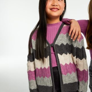 CARDIGAN ZIG-ZAG 040 MALVA
