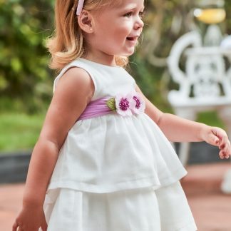 VESTIDO C/FAJIN FLORAL 040 BLANCO