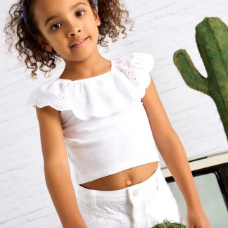 CAMISETA VOLANTE PERFORADO 017 BLANCO