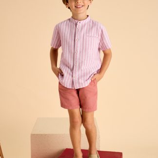 CAMISA CUELLO MAO C/LINO 020 GUAYABA