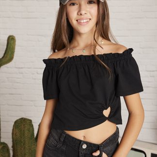 CAMISETA DETALLE CORAZON 087 NEGRO