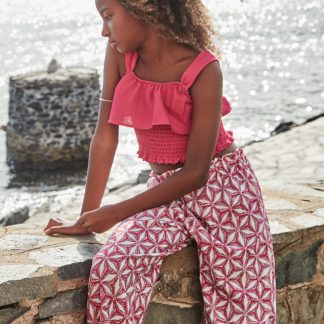 CONJ. PANTALON LARGO ESTAMPADO Y TOP 097 HIBISCUS