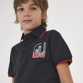 POLO M/C PRINT 057 NEGRO