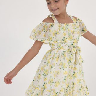 VESTIDO GASA FLORES 019 BLANCO