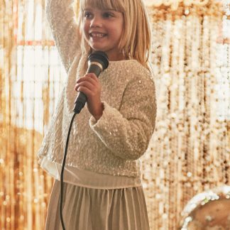 VESTIDO COMBINADO LENTEJUELAS 049 ARENA