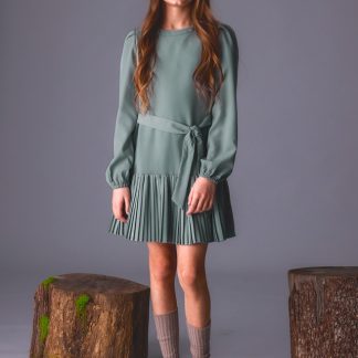 VESTIDO PLIZADO CREPE 050 JADE