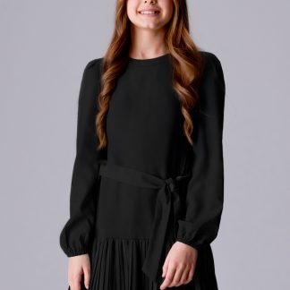 VESTIDO PLIZADO CREPE 052 NEGRO